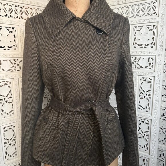 Max Mara Brown Herringbone Wool Jacket - Picture 9 of 11